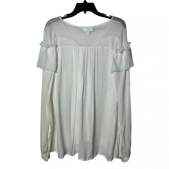 1760. BAND OF GYPSIES LOBG SLEEVE‎ RUFFLED BLOUSE SIZE XSMALL WHITE IN COLOR - Picture 8 of 11